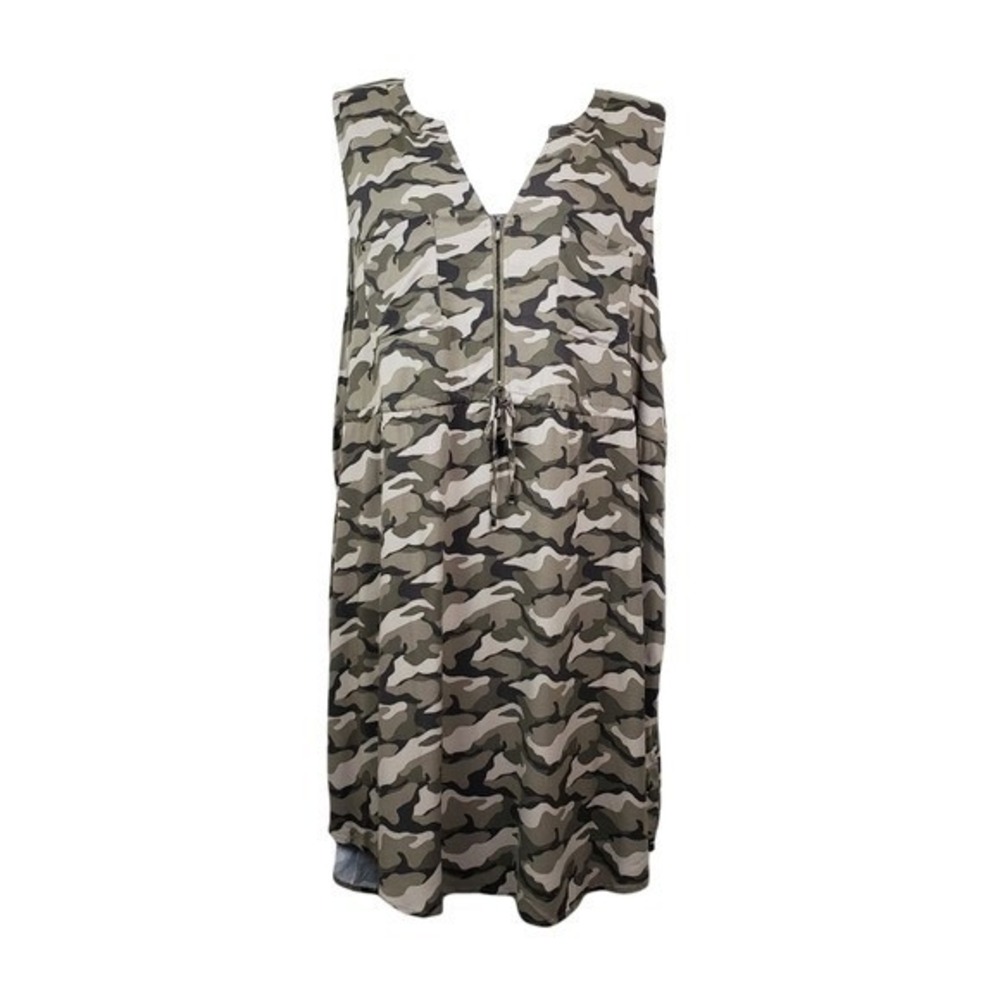 Torrid Womens Sleeveless Camo Print Zip Front Challis Shirtdress Size 4X NWT